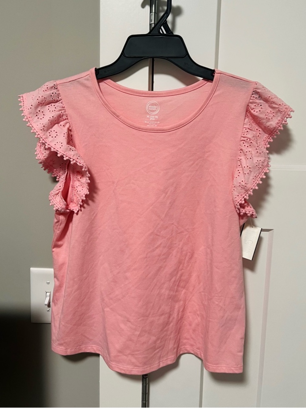 wonder nation Pink Eyelet Ruffle Tank Top